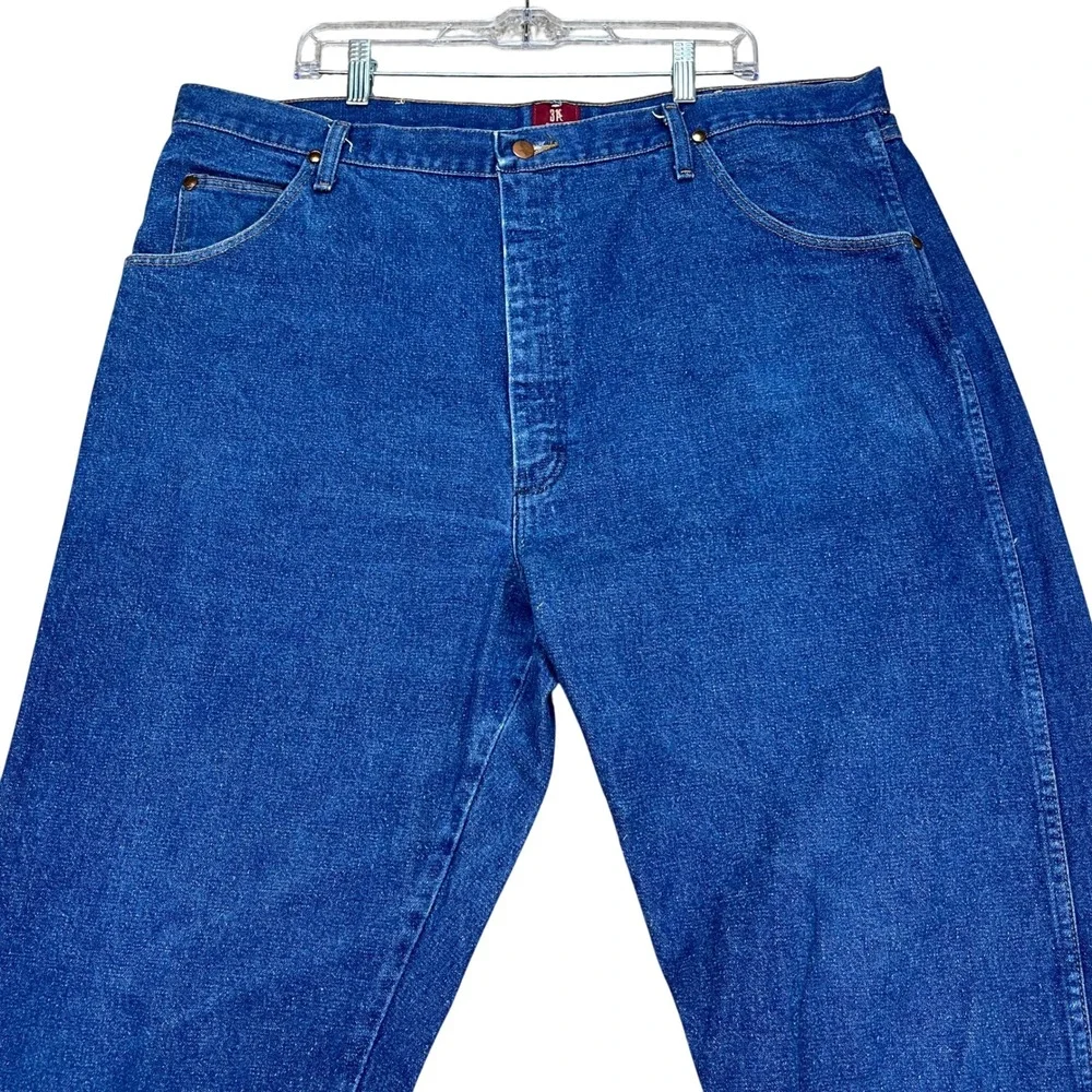 Wrangler Cowboy Cut Jeans Mens 42x34 Medium Wash Straight Leg Flat Front Relaxed